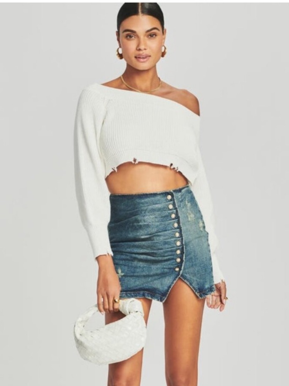 Retrofete Willa Denim Skirt Mini Button Front size small